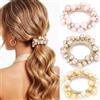 Reaky Elastici per capelli con perle, elastici con perline, accessori decorativi per capelli da donna (champagne, giallo, beige)