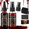 Janolia 120ml Sangue Finto, Trucchi Halloween con 60ml Fake Blood Spray, 60ml Fake Blood Fluido, Sangue Finto Lavabile per Halloween Carnevale Vampiri Zombie Clown Mostri Cosplay Film Teatro