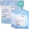 YUNI Beauty - Salviette per il corpo grandi (non profumate, 30 pezzi) super morbide e umide senza doccia che puliscono e deodorano, detergente per il corpo senza acqua in movimento, salviette