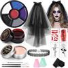Janolia Trucchi Halloween, Sposa Terrificante Kit Trucco Halloween con Pittura Facciale, Sangue Finto, Cera per Cicatrici, Velo, Collana di Pizzo, SFX Makeup per Sposa Vampira Zombie Cosplay Carnevale