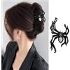 QIZHIQIAMY Fermaglio Capelli Ragno Halloween Mollette Capelli Ragno in Metallo Accessori di Halloween in Stile Punk e Y2K per Donne e Ragazze Feste in Maschera, Cosplay (Nero)
