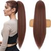 Silk-co Coda Capelli Extension con Elastico 60 cm YAKI Coda Finta Capelli Finti per Treccine Lisci Lungo Ponytail Extension Treccia Hair, Castano Medio