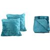 Amago, Coperta, 130 x 170 cm, + 2 Copricuscini, 50 x 50 cm, Effetto Cashmere, Blu Petrolio