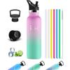 Mujigaga Borraccia Termica 1 litro Senza Perdite, Senza BPA, con Cannuccia | Bottiglia Termica, 18/8 Acciaio Inox, Isolato Sottovuoto, Borraccia Termiche, Borracce Palestra per Outdoor, Ciclismo, Scuola