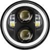 Tjxtixle Faro Moto Anteriore Faro LED Da 5,75 Pollici 5 3/4 Led DRL 40W Fari Moto Per Sportster 883 XL883 Per FXCW Faro Anteriore(Halo Black)