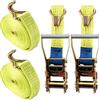 FWEEK Cinghie a Cricchetto 2pcs, Cinghia Fissaggio 6m 3000kg 50mm, Cinghia con Cricchetto e Ganci, Cinghie di Fissaggio Heavy Duty 3T per Legare Carichi su Camion, Auto, Moto - Giallo