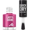 MANHATTAN Last & Shine Smalto per unghie ad asciugatura rapida, vegano e senza esperimenti sugli animali, a lunga durata, finitura ultra brillante, 8 ml, colore 570 Pink Fields