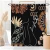 Uiiooazy Tenda da Doccia Antimuffa 180x220cm Nero Boho Chic Astratta Fiori