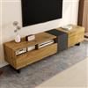 OLIVIBED - Mobile porta TV con 3 ante, con ripiani aperti, tavolo TV per televisori da 65 pollici, mobile porta TV per soggiorno e sala da pranzo, 170 x 36,5 x 42 cm, colore legno e grigio scuro