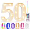 Ledido Numeri LED a 35 colori, numeri illuminati 50 | Numeri luminosi a LED con telecomando, dimmerabile, decorazione per feste di compleanno, decorazione per matrimoni