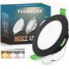 YindaLux Faretti Led da Incasso per Cartongesso, 8W 800LM IP44 Faretti LED Soffitto Dimmerabile, 2700K 4000K 6500K Regolabile Faretti da Incasso 230V Diametro Foro Ø75-90mm, Nero, Set di 1