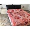 Seamar Copritutto Copriletto Kapuka Sharm Stampato 100% Cotone Copri Divano con Frange 210x240cm Telo Mare (Salmone)
