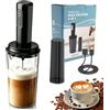 EBUYFIRE Montalatte Elettrico Ricaricabile Frullatore per latte elettrico con bicchiere dosatore da 300 ml, schiumatore portatile per latte macchiato, cappuccino, frusta per uova e miscelatore per tè matcha