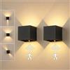 SURPALIG Set di 2 applique da parete a batteria, luce con sensore di movimento da 12 W, luci da parete ricaricabili da 6000 mAh, 3 colori regolabili, lampada da parete a LED per soggiorno, camera da