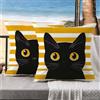 Generic Cuscini per Divano striscia Set di 2 Federe Cuscini Divano 35x35 Copricuscini gatto Lino Federa Cuscino Copricuscino Letto Decorativi, Decorazioni Camera da Letto, Decorazioni Giardino k-749