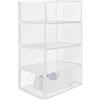 Windfromort 4 Pezzi Scatole per Scarpe Organizer da 33.5x23x13 cm Impilabili, Organizzatore Contenitori Trasparente di Stoccaggio per Tacchi Alti e Scarpe da Ginnastica