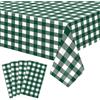 FuenteOrilla Confezione da 4 tovaglie rettangolari impermeabili a quadri verdi e bianche per picnic, compleanno, matrimonio, campeggio, vacanze, feste di Natale, 130 x 220 cm