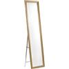 Baroni Home Specchio da Terra con Struttura in Acciaio, Specchio a Figura Intera con Supporto Pieghevole con Cornice Decorata in Legno, Riccioli Oro, 40x150 cm