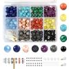 Hengxinchen 210 Pezzi Perline da Infilare 6mm 8mm, 11 Assortiti Perle di Pietre Preziose Naturali con 5 Tipi di Accessori, Perline Pietre Naturali per Bracciali Fai da Te Collane Bigiotteria Orecchini