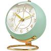 Azxb Sveglia analogica, piccola orologio da scrivania retrò con luce notturna, retroilluminazione, design semplice e carino, silenziosa, alimentata a batteria, orologio per camera da letto, viaggi