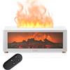 Aischens Diffusore di Aromi 7 Colori Fiamma Camino Regolabile Umidificatore | Bar Camera da Letto Ufficio Decorazione, Spegnimento Automatico Diffusore per Oli Essenziali Regalo (Bianco)