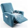 Hearda Copripoltrona Relax Reclinabile 1 Posto, Resistente Agli Schizzi 4 Pezzi Copripoltrona Relax Reclinabile Elettrica Universale, Motivo a Foglia Copridivano con 1 Tasche -Azzurro
