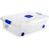 Acan Plastic Forte - Cassetta con rotelle e coperchio in plastica, 18,5 x 60,3 x 43 cm, capacità 31 litri, con coperchio per l'organizzazione della casa