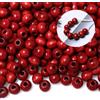 PPGGOPP Perline di Legno di Natale, 300pcs Perline Legno Rotonde, Perlines di Legnos, Legnos Perlines con Foro, Perlined di Natale, Pallined Legnos per Lavoretti, per Fai da Te Artigianato Decorazione (Rosso)