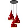 LEDSone Lampadario a sospensione a 3 teste, moderno in metallo a goccia a goccia, lampada a sospensione a grappolo con attacco E27 per soggiorn (Borgogna)