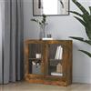 Homgoday Mobile Vetrina Rovere Fumo, Armadietto Libreria Vetrina,Credenza Armadio da Cucina,Salvaspazio Libreria Scaffale,Libreria da Terra per Soggiorno Ufficio 82,5x30,5x80cm in Legno Multistrato