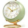 Azxb Sveglia analogica, piccola orologio da scrivania retrò con luce notturna, design semplice e carino, silenziosa, alimentata a batteria, orologio retroilluminato per camera da letto, viaggi, cucina