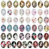 PH PandaHall 50pz Cabochon in Vetro Ovale, 25x18mm Cabochon in Vetro Stampato a Fiore Tessere di Mosaico a Colori Misti Vintage per Creazione di Gioielli Ciondolo Orecchino Collana Portachiavi