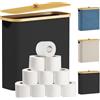 Lifewit Contenitore Carta Igienica, Cesto Porta Carta Igienica, Portarotoli Carta Igienica Scorta con Coperchio in Bambù, Organizer Bagno, Cestino Portaoggetti, Scatola, 30L, Nero