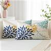 Artscope 2 Pezzi Dalia Floreale Blu Giallo Federe Cuscini Geometrico 30x50cm, Primavera Cuscino Boemia Fiori Decorativo in Lino per la Decorazione Domestica Soggiorno Camera da Letto Divano