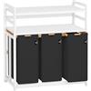 ADEL DREAM AdelDream Cesto portabiancheria 150L, contenitore per biancheria a 3 scomparti, 2 ripiani, in bambù
