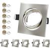 LteelDay 6x Telai per Faretti GU10 Quadrati, Nickel Satinato | Portalampada ceramico VDE, orientabili a 30°, 87x87mm, foro 68-80mm. Per LED/alogene 50mm. Lampadina non inclusa.