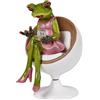 formano Statuetta decorativa da donna con rana con cellulare in poltrona girevole, 15 cm, dipinta a mano