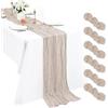 Pesonlook Confezione da 6 runner da tavola in garza da 3 m, stile bohémien, 53 x 305 cm, rustico, romantico, lungo, per feste di nozze, addio al nubilato, Ringraziamento, decorazioni natalizie
