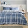Catherine Lansfield Kelso - Set copripiumino matrimoniale reversibile con federe, motivo a quadri, colore: blu