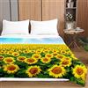 Chickwing Trapuntino Copriletto Matrimoniale Singolo, Chickw111 3D Fiore Stampa Coperta Primaverile Trapunta Estivo Trapuntato Goffrato Coperta Leggera per Camera da Letto (Girasole,180x220cm)