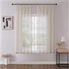 Joydeco Tende per Interni in Voile con Fettuccia 2 Pezzi L 140 X A 160 CM, Tenda Semitrasparenti Ideali per Camera da Letto e Soggiorno Finestra Moderne, Lino