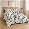 Homebliss Completo lenzuola 180x200+30 / 260x280 + 50x80 2PCS, Floreale Tropicale | Tessuto vellutato e traspirante, angoli elasticizzati fino a 30 cm sempre tesi, lavaggio in lavatrice e asciugatura rapida
