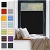 PLISART Tenda Plissettata Klemmfix Adesiva Senza Fori, 105 x 220 cm, Nero, Tessuto Perlato, Montaggio a Clip sullo Stipite della Finestra, Protezione Solare e Privacy, Kit di Montaggio Incluso