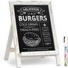 QUEENLINK Lavagna magnetica con supporto, lavagna con gesso 24,2×35,6 cm con cornice in legno Lavagna per menu da tavolo per cucina（Bianco）