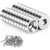 gvivej Magneti al con Foro,Confezione da 20 Magneti Forti, con Foro 10x3-3 mm, Rotondi Grandi e Forti, per Mobile Cucina Frigorifero