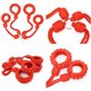 BONDAGERIE® Costrittivo Manette e Cavigliare ad X in Corda effetto raso, per coppie, accessori slave schiava regolabili, colore Colore: Rosso