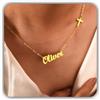 Handmade Su misura collana con nome con croce, laterale battesimo primo comunione Natale