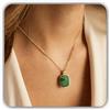 Handmade Malachite ciondolo collana, argento Plated verde pietra delicato Rectangle Natale