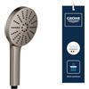 GROHE Vitalio Joy+ 120 Doccino doccia con 3 getti: pioggia, getto, booster (risparmio idrico 7,9 l/min, protezione antiscottatura, sistema di montaggio universale), antracite, 134864AL00