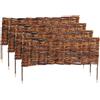 Relaxdays Bordura per aiuola, salice, set 4 pz, HxB: 20 x 60 cm, marrone